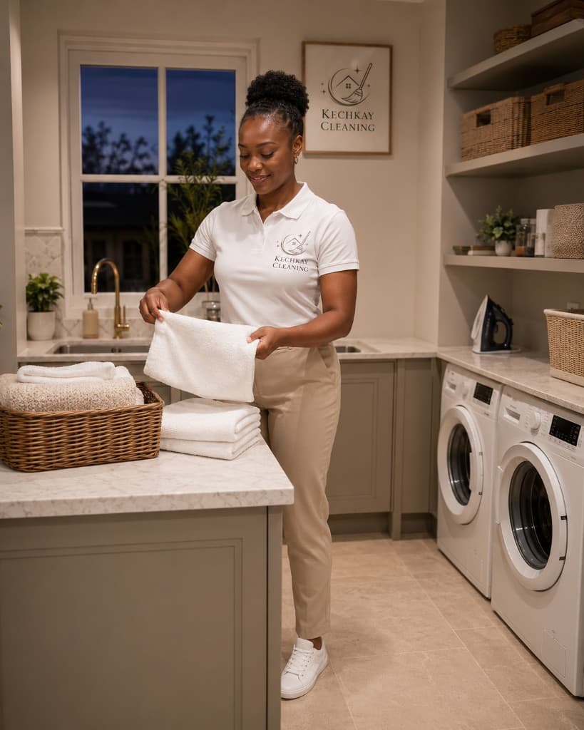 Kechkay cleaner folding laundry
